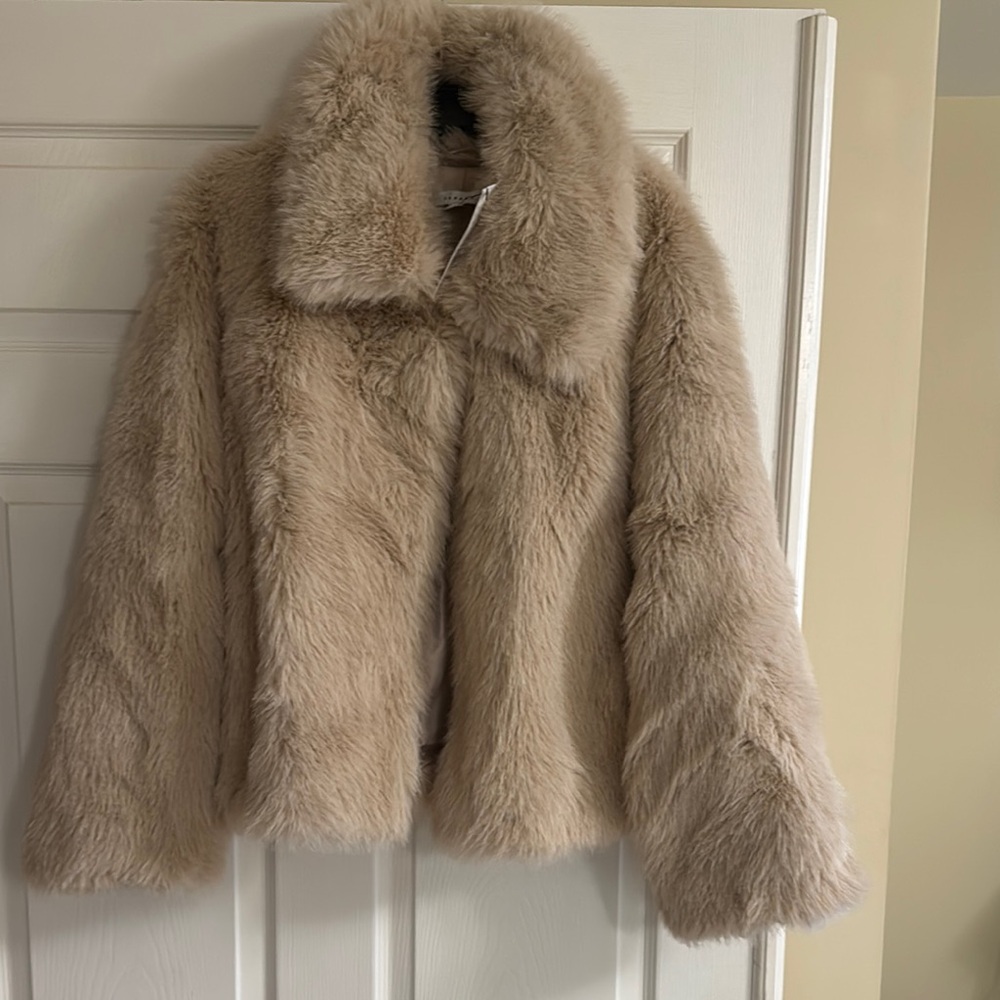 Topshop Tan Teddy Jacket Luxurious Plush Warmth